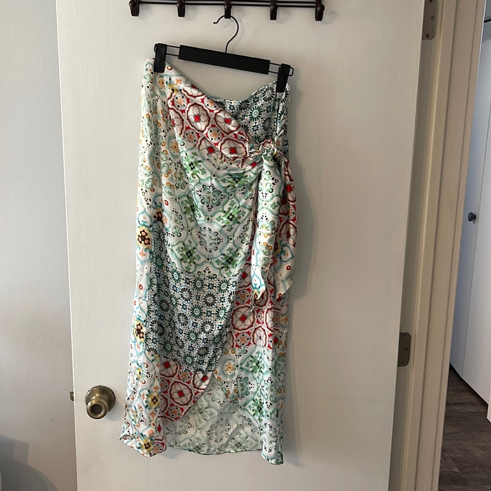 ZARA satin wrap skirt